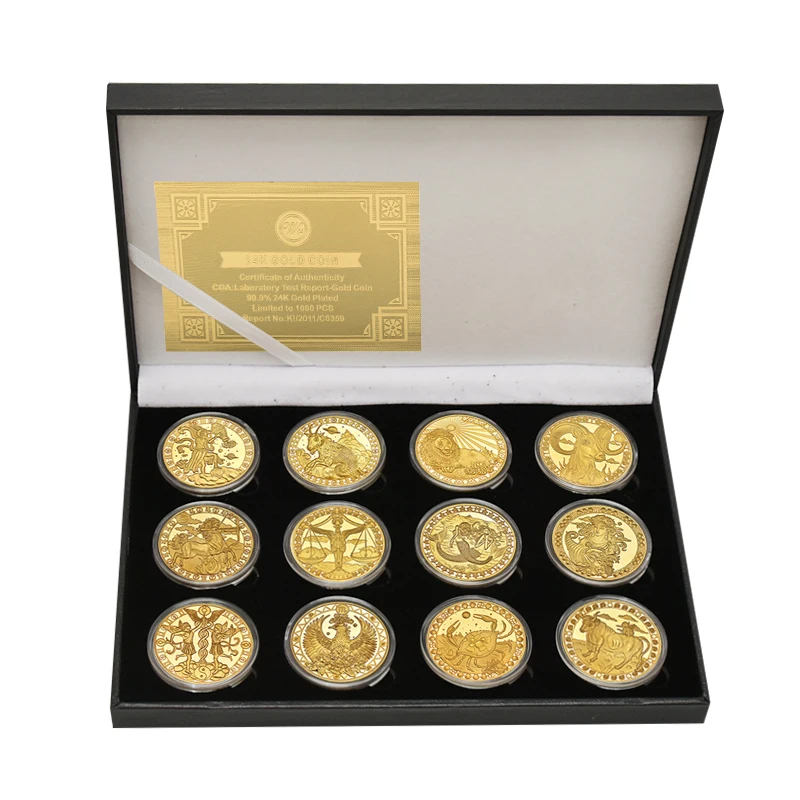 WR 12 созвездия зодиака позолоченные Коллекционные монеты оригинальные набор