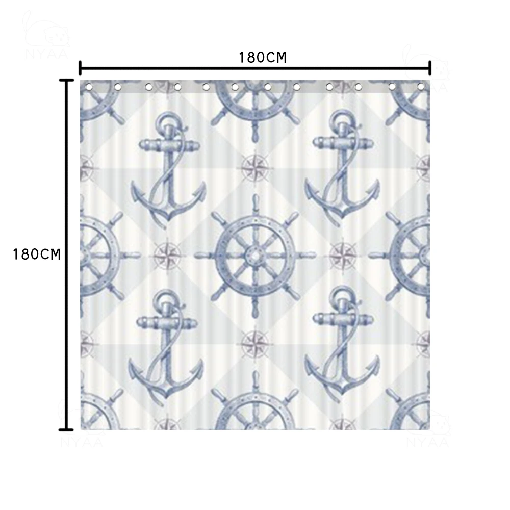 Ретро Винтаж морской якорь печати Ванная комната душа Шторы комплект
