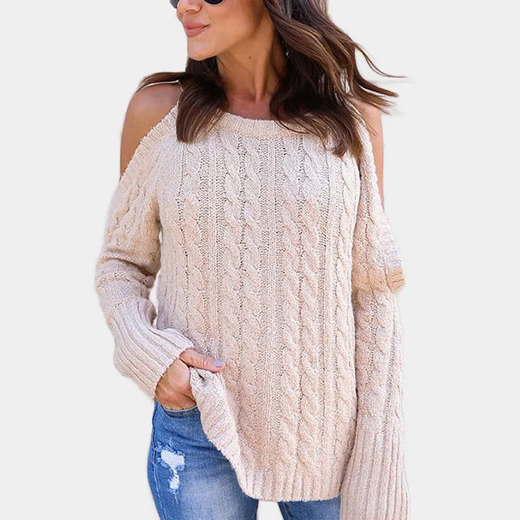 New Sweater Women 2019 Round Neck Long Sleeve Solid Color Off Shoulder Autumn And Winter Clothes Vestidos MMY76065 | Женская одежда