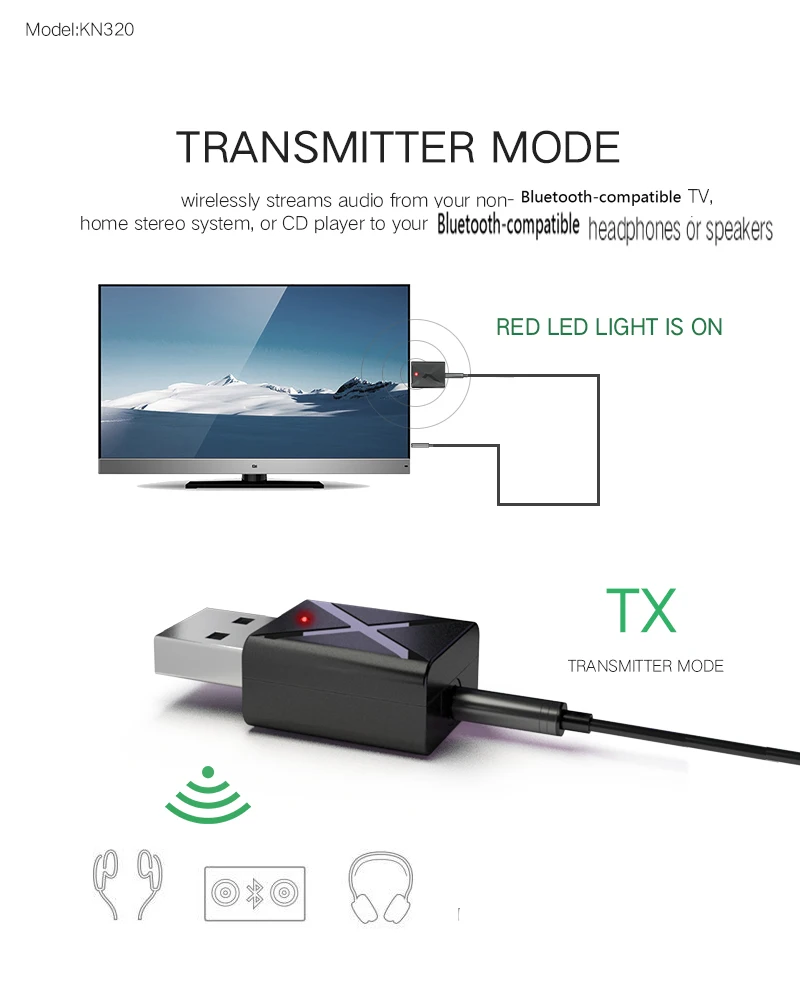 Ходовой товар Bluetooth-совместимый аудиоприемник 5 0 передатчик мини стерео AUX RCA USB