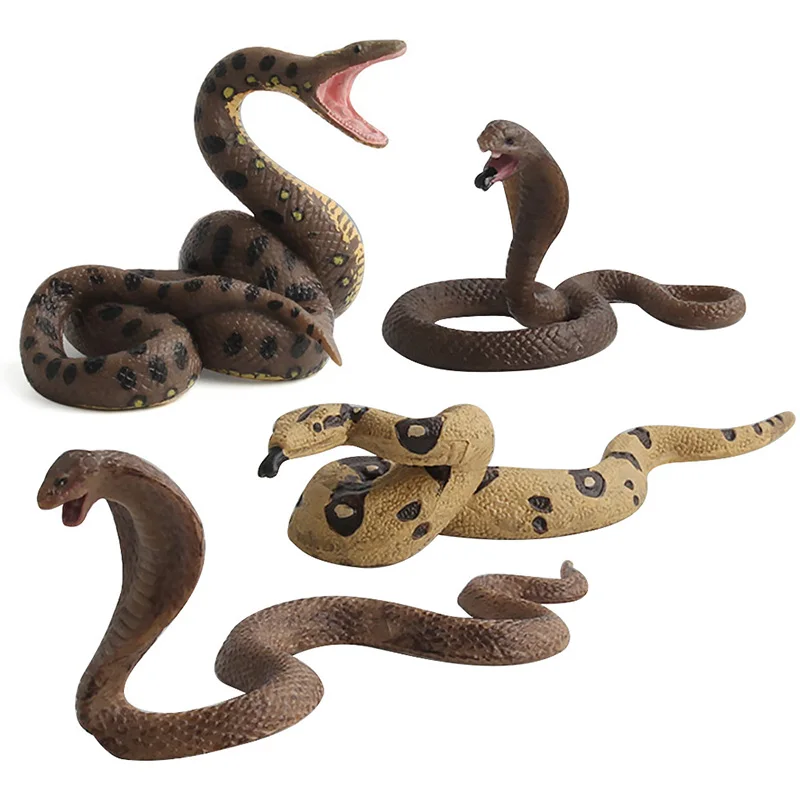 

4 Kidns Simulation Viper Figure Collectible Toys Snake Animal Action Figures Kids Animal Sandtable Scene Toys