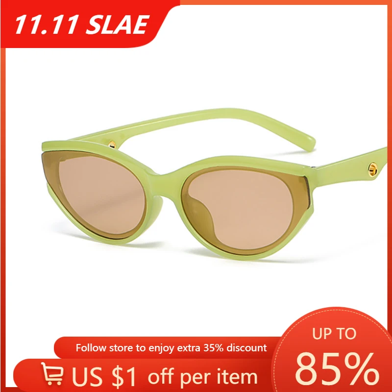 

Ins Popular Small Cat Eye Sunglasses Woman Vintage Oval Eyewear Irregular Personality Gradient Sun Glasses Travel Shades UV400