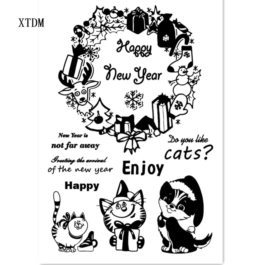 Горячая продажа Новый год Кот прозрачный значок/силиконовый Валик Для