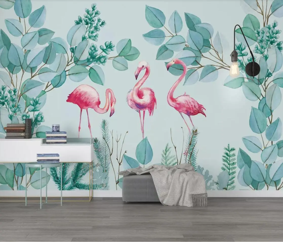 Тропический Фламинго настенная бумага скандинавский дождевой лес Настенная
