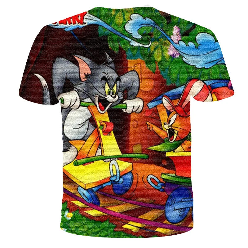 

Fun cat and mouse animal print T-shirt Harajuku Kawaii kids 3D printed short sleeve T-shirt for girls/boys street wear