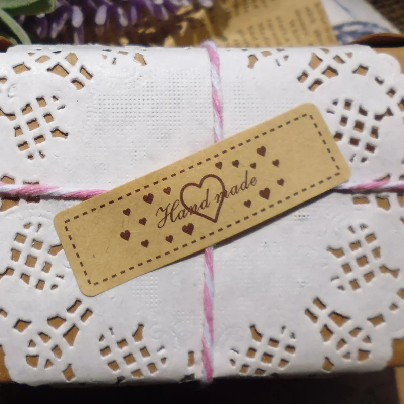 100 шт. в форме сердца ручная работа печать наклейки сделай сам