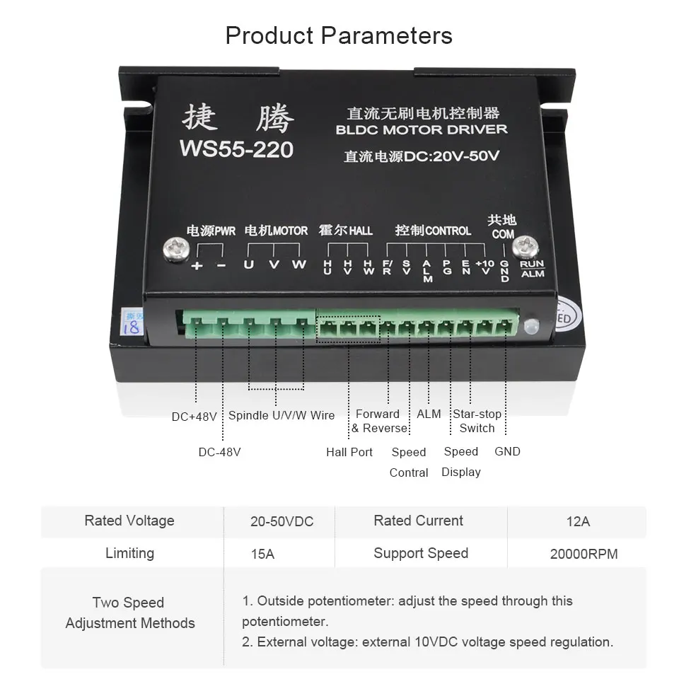 Шпиндель ЧПУ 500 Вт Φ Импульсный блок питания Драйвер шагового двигателя 55 мм