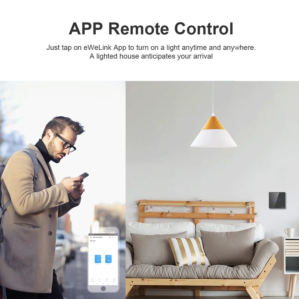 Itead Sonoff T3 UK 1/2/3 gang TX 433Mhz RF WiFi настенный сенсорный выключатель дистанционное