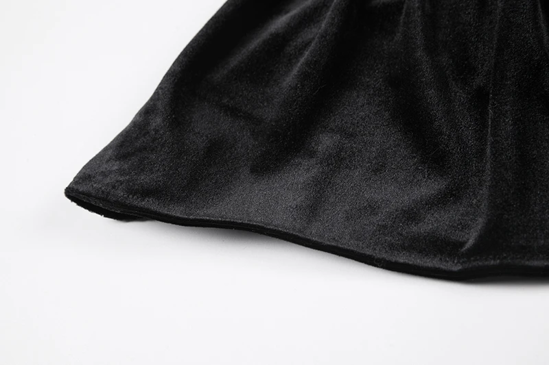 

[EAM] Women Vintage Velvet Bandage Pleated Black Dress New Square Collar Long Sleeve Loose Fashion Spring Autumn 2021 1DD4044