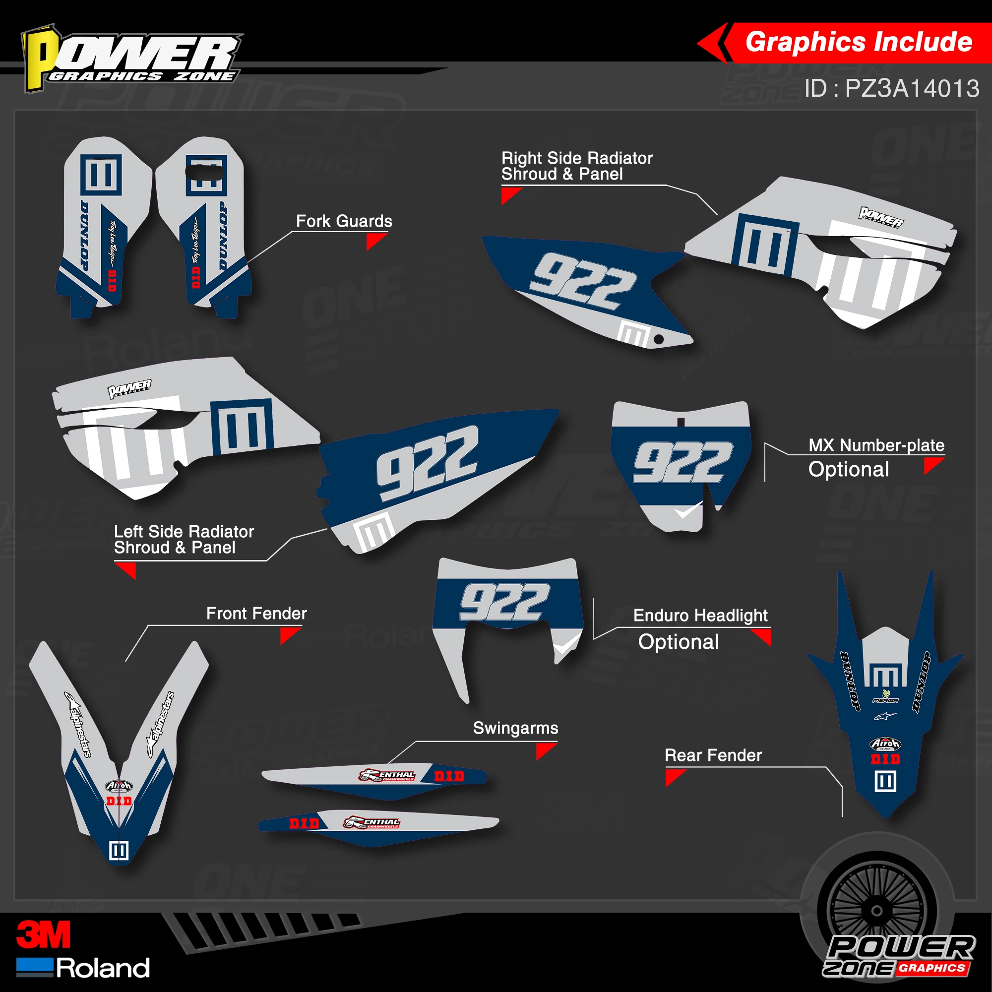 PowerZone Custom Team Graphics наклейки 3M Набор стикеров для Husqvarna наклейка 2014-15 TC FC 2015-16 FE TE 125 до
