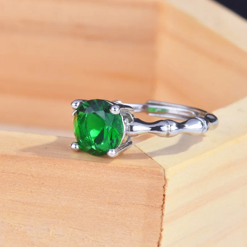 

Vintage Creative Bamboo Women's Emerald Open Ring Party Gift Jewelry Ring Wholesale