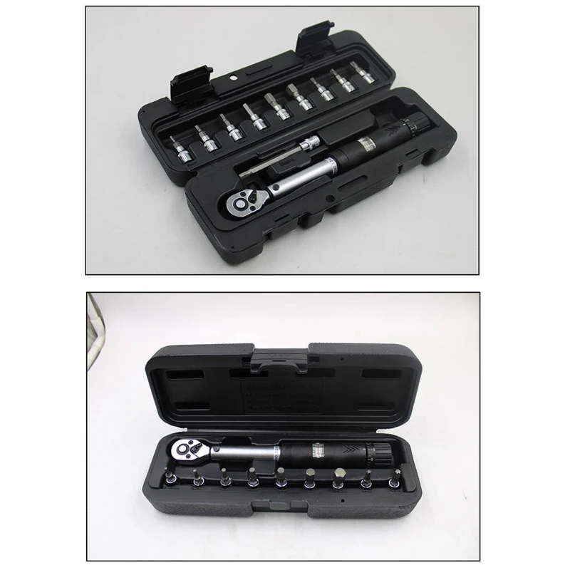 

L9BE 10/11pcs 1/4" 2-14Nm Adjustable Torque Wrench Spanner Bicycle Repair Tools Kit