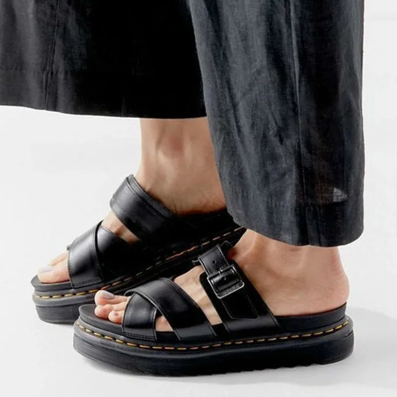 Женские летние пляжные туфли на плоской подошве Туфли танкетке тапки из кожи пу