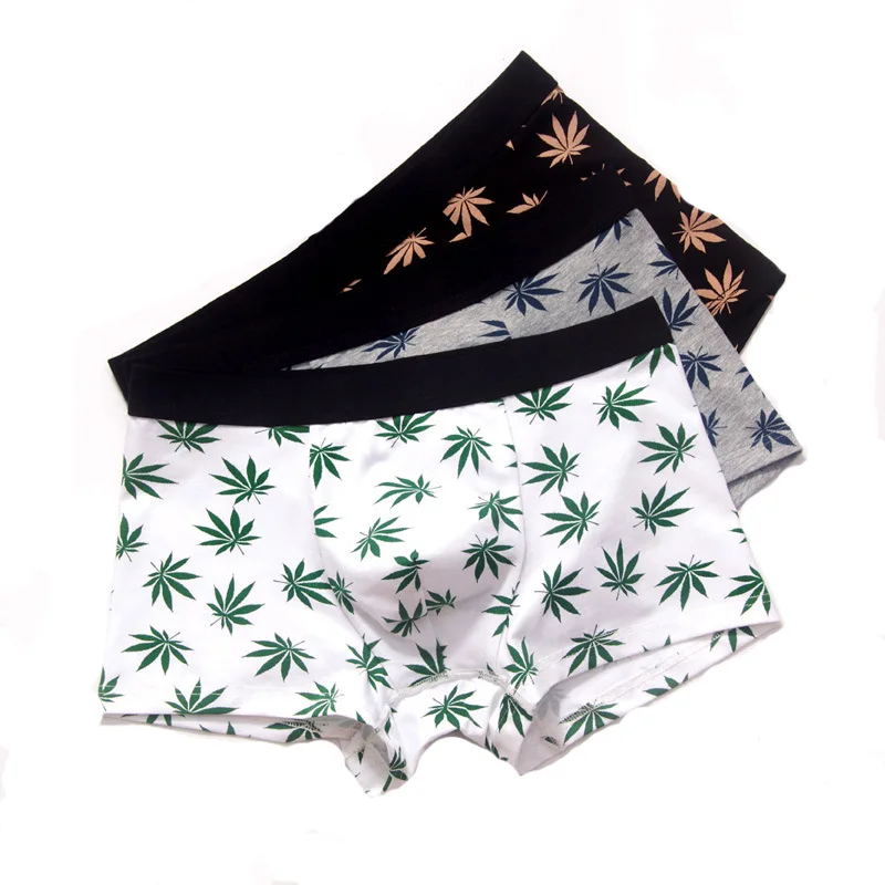 

3pcs Maple Leaf Men's Boxer Briefs Cotton Men's Underwear Pure Cotton Men's Shorts Tide Goods Japanese Underwear