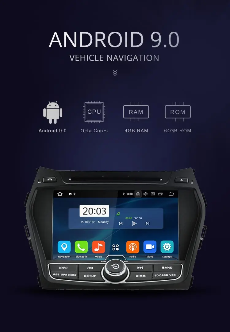 JDASTON Android 9,0 автомобильный dvd-плеер для hyundai IX45/Santa fe 2013 wifi Мультимедиа gps стерео 2 Din Автомобильный магнитофон