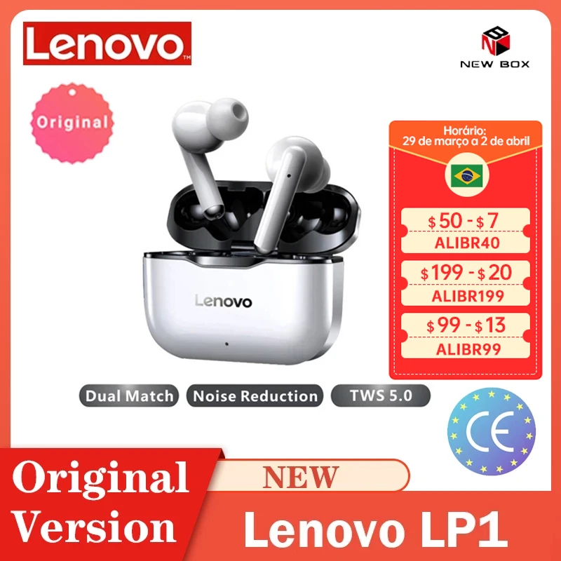Беспроводные наушники Lenovo LP1 TWS Bluetooth 5 0 с двойным стерео шумоподавлением и