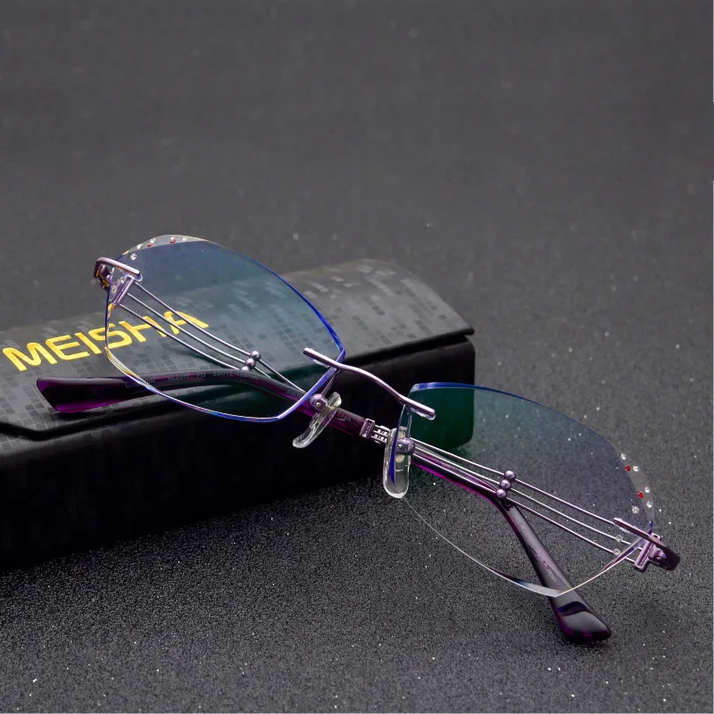 Женские очки с алмазной отделкой женские модные из чистого титана без винтов