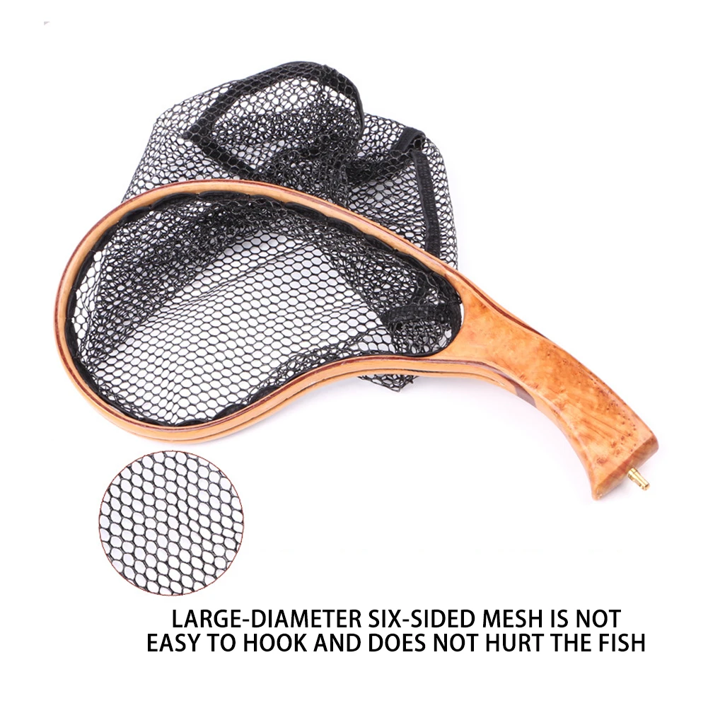 

Fly Fishing Net Landing Catch and Release Net Wooden Frame Portable Lightweight for Trout Fishing Fishing Landing Net Trout Net