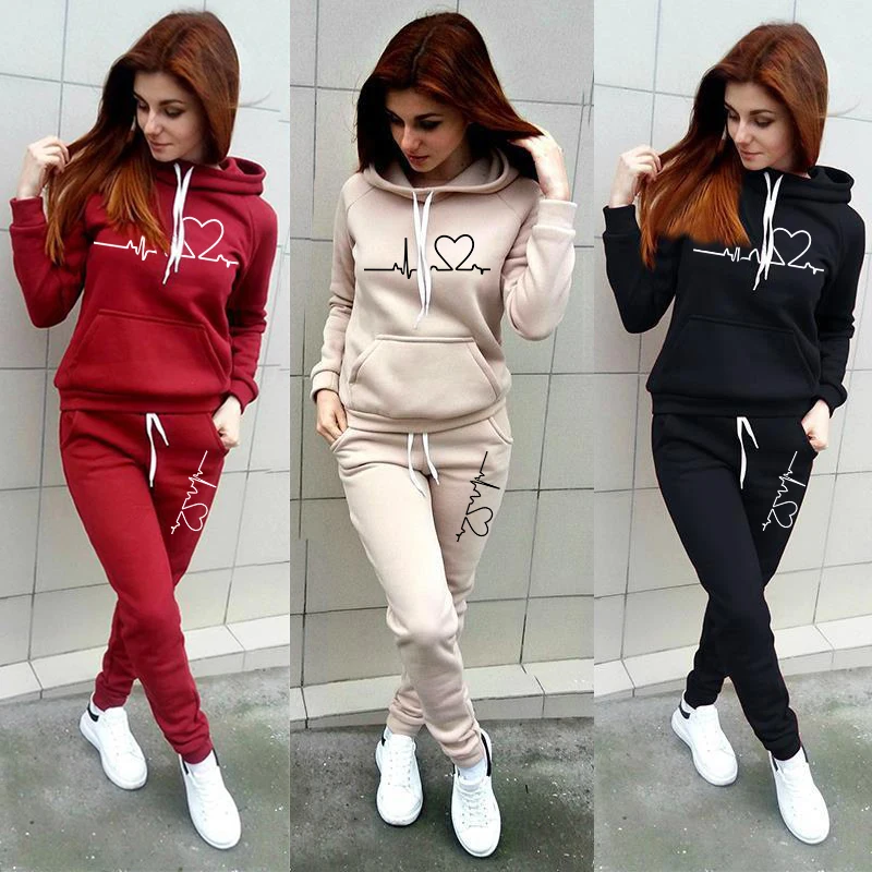 

Tweedelige Set Vrouwen Hoodies En Broek Vrouwelijke Trainingspak Hooded Sweater Causale Herfst Lente Outfits Pak