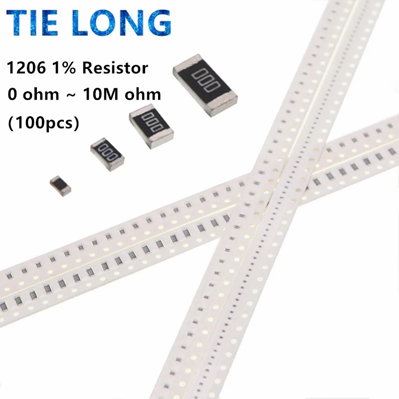 100 шт. SMD резистор 1206 0R ~ 10M 1/2W 0 1 10 150 220 330 Ом 1K 2 K 10K 100K 1R 10R 100R 150R 220R 330R|Резисторы| |