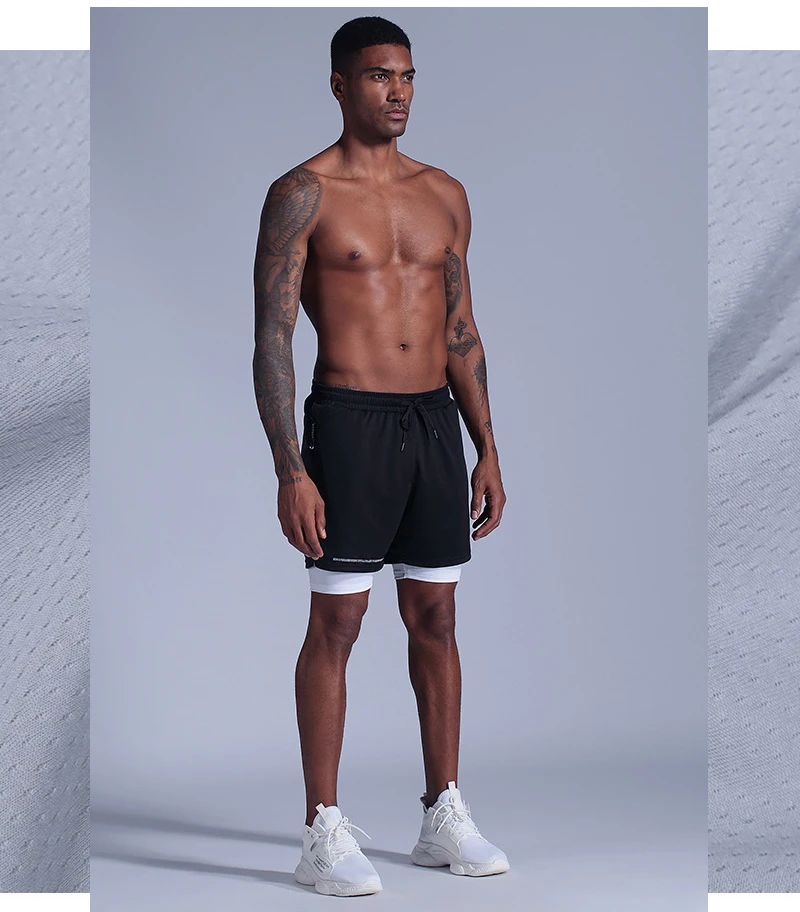 

Running Shorts For Men Summer Sports Shorts Men's Quick-drying Running Sweatshorts Double-layer Fitness Training Pants 2021 New