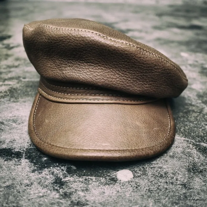 Роскошная натуральная кожа для влюбленных в стиле панк военная шапка Casquette берет