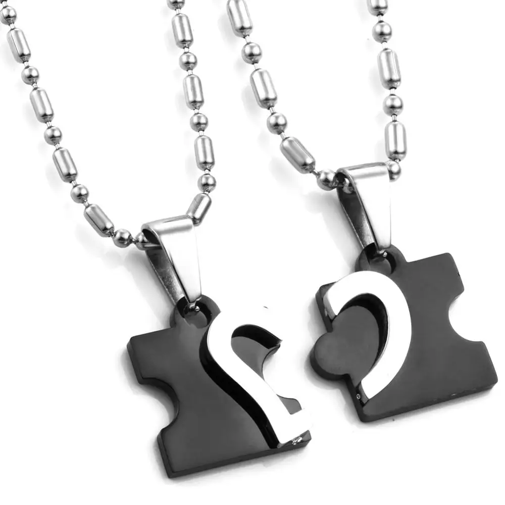 Кулон в виде сердца из титановой нержавеющей стали 2 цвета|pendants for couples|heart pendanttwo