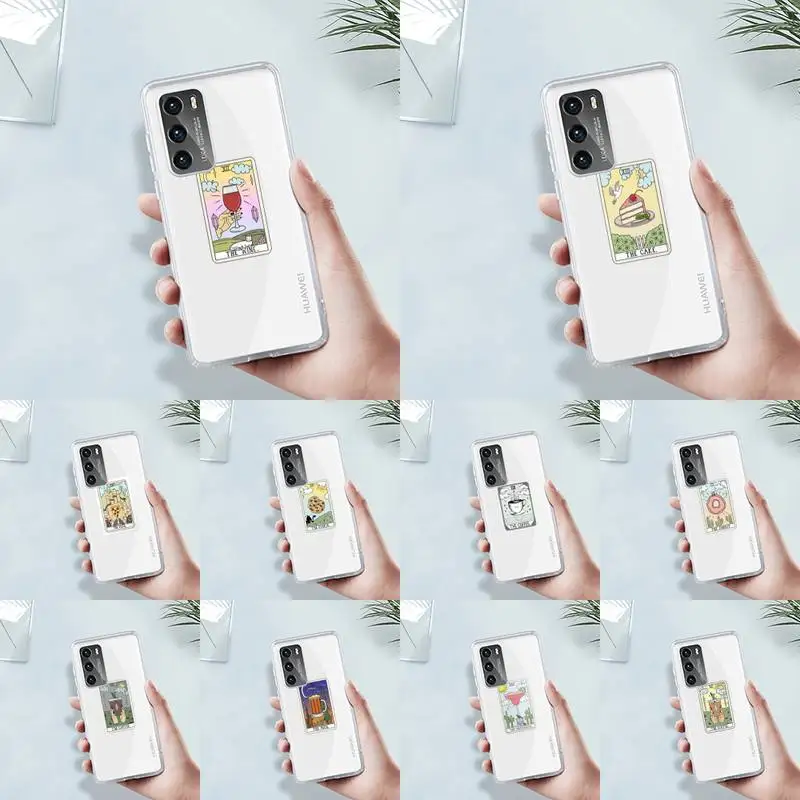 

Aesthetic Art pizza coffee Phone Case Transparent For Huawei 8 7 6 5 4 3 2 pro SE i E Soft TPU Clear Mobile Bags Coque