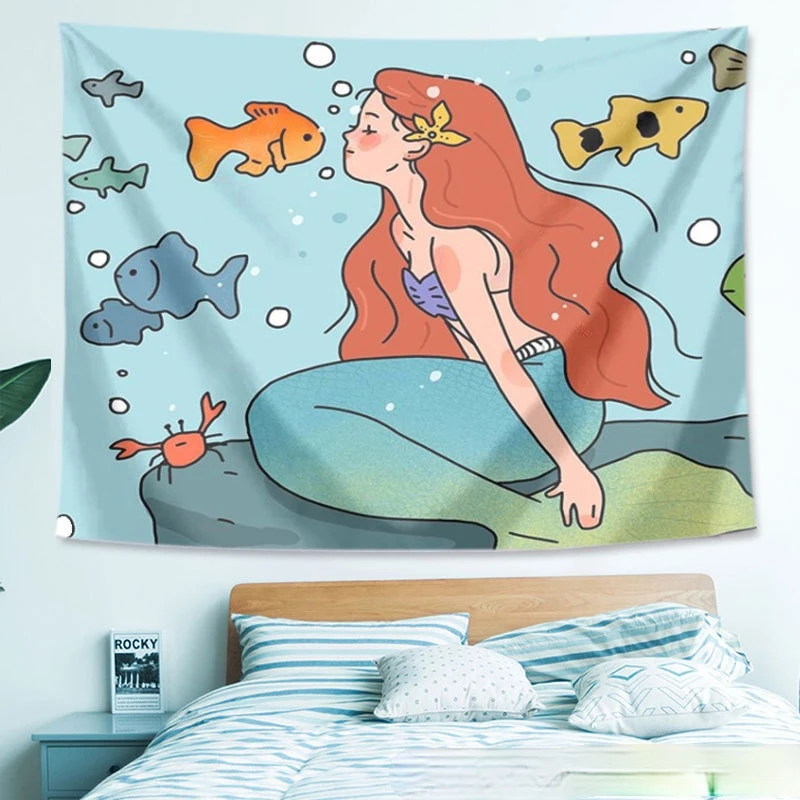 

Korean Background Cloth Cute Girl Wall Hanging Tapestry Kawaii Tapestry Wall Decor Bedside Layout Room Decoration