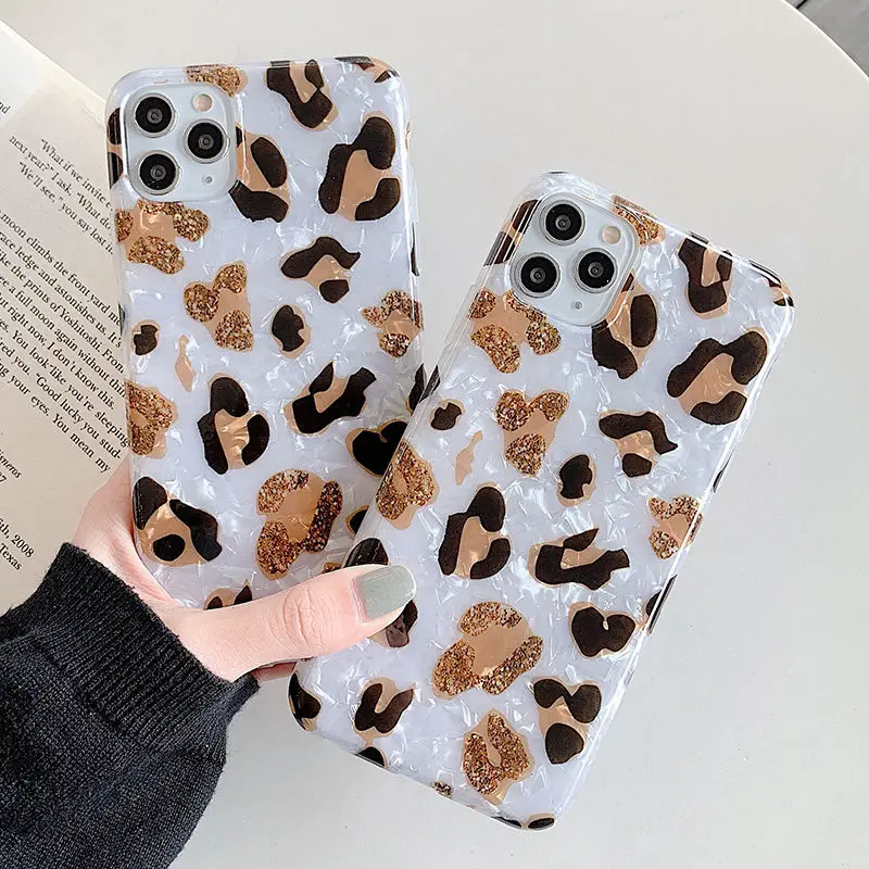 

Leopard Print Phone Case For iPhone 11 11 Pro Max XR XS Max X 6 6S 7 8 Plus Luxury Soft IMD Dream Shell Back Cover For 11 Pro 12