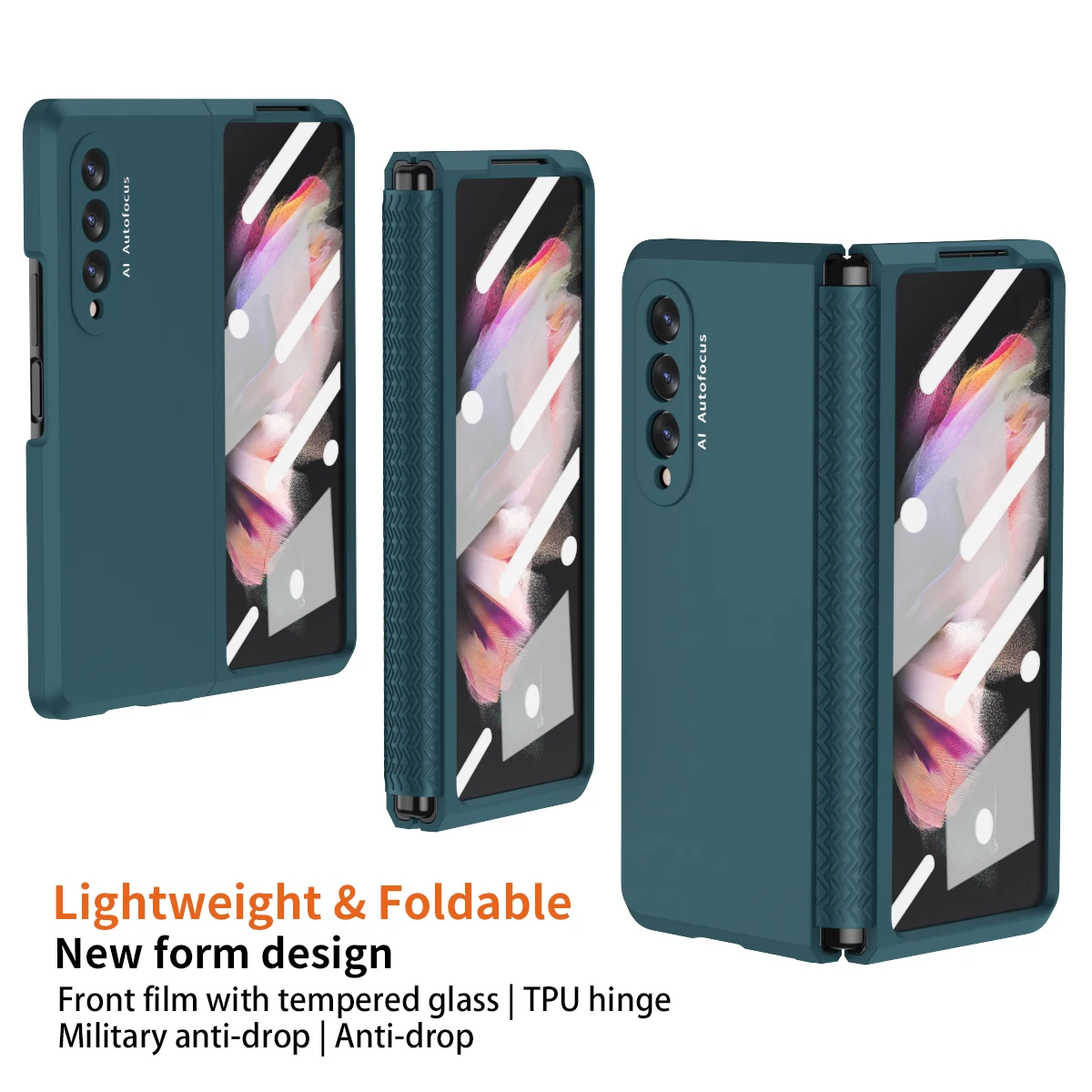 for samsung galaxy z fold 3 2 hinge case with front screen glass film full protection cover plastic hard case for z fold3 5g free global shipping