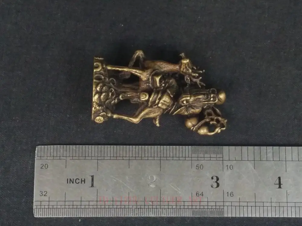 

YIZHU CULTUER ART Collection Old China Bronze Carving Carving God of Longevity Ride Deer Statue Propitious Decoration Gift