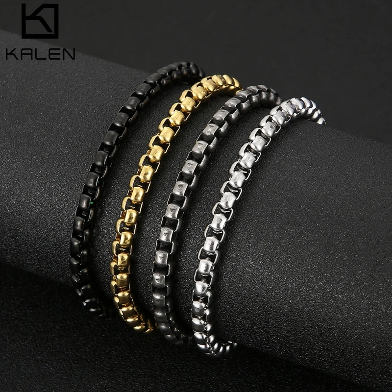 

6mm Link Chain Bracelet For Men Stainless Steel Fashion Luxry Man Accessories Charm Punk Rock Style Biker Jewelry Gift Friends