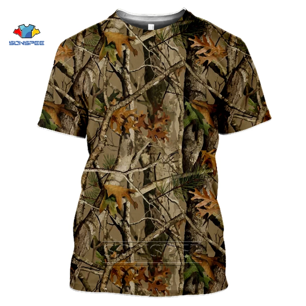 SONSPEE Outdoor Hunting Camouflage T-shirt Men 3D Print Summer Cool Military Tops Sport Camo Camp Gym Tees Shirts Mens Clothes | Мужская