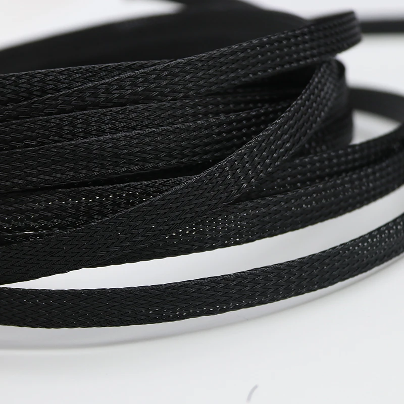 

50M Black PET Braided Sleeving Diameter 1~100mm Insulated Cable Data line protection Wire Cable Flame-retardant nylon tube