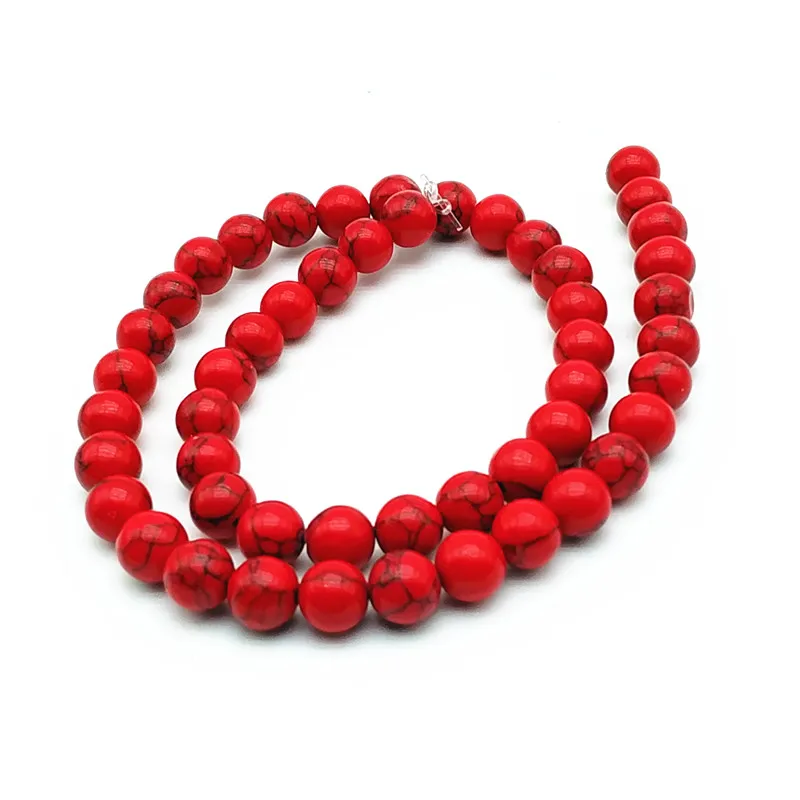 Гладкие Круглые Бусины из натурального камня белого синего бирюзового цвета 15