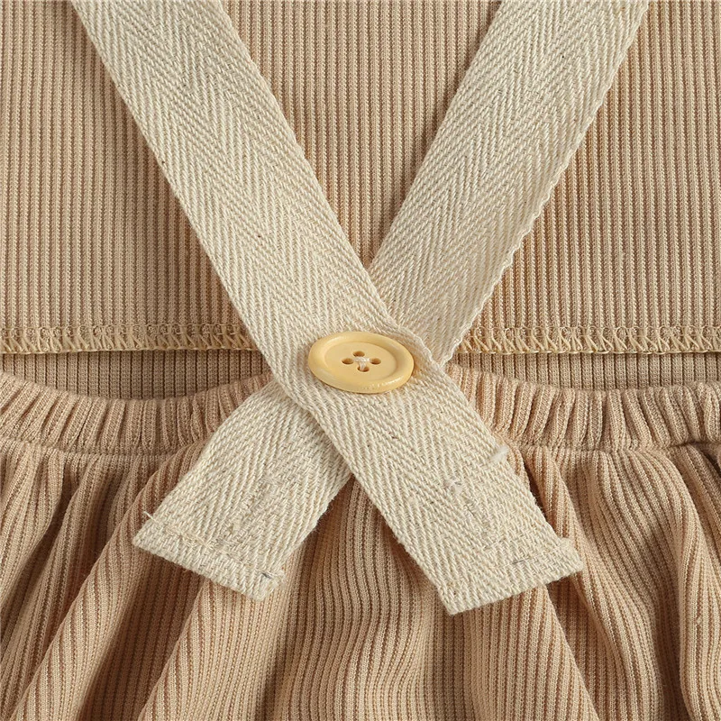 

Toddler Baby Rainbow Embroidery Bodysuit Infants Sleeveless Suspender Romper, Square Collar Button Decoration Clothing