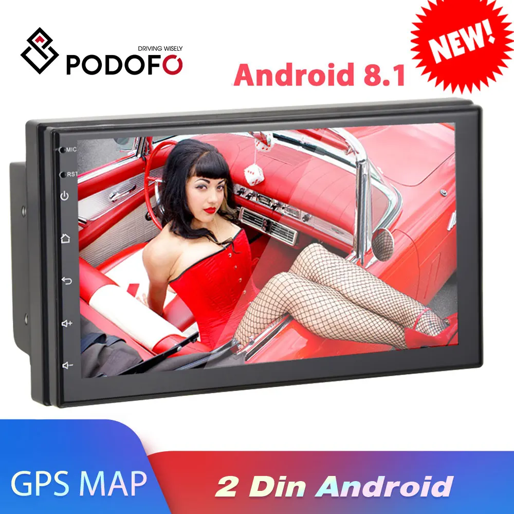 Podofo Android 8,1 2 Din Автомобильный Радио Мультимедиа Видео плеер Универсальный Авто Стерео gps для Volkswagen Nissan hyundai Kia toyota