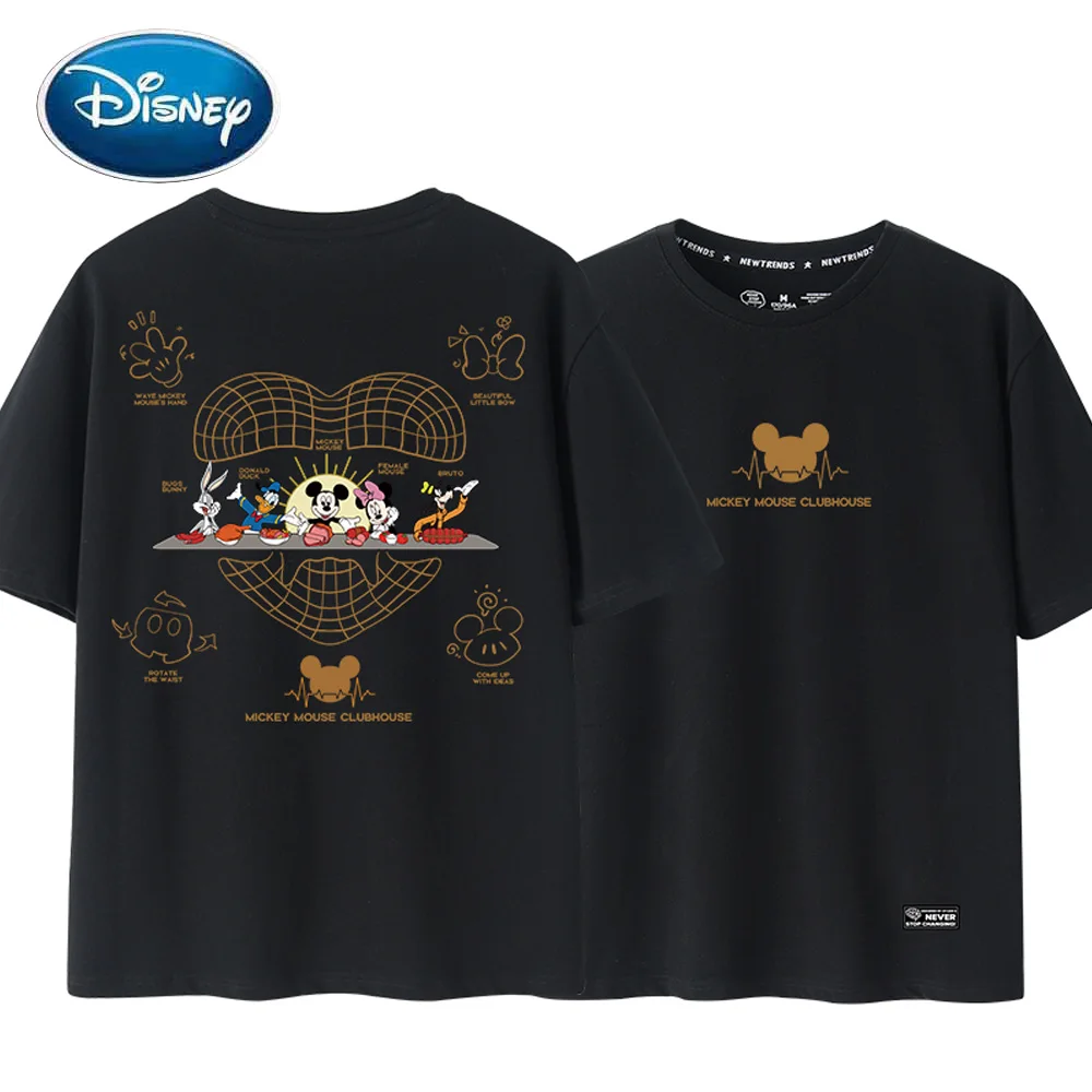 

Disney Fashion Front Back Donald Duck Minnie Mickey Mouse Goofy Cartoon Women T-Shirt Unisex Couples Cotton Tee Tops 8 Colors
