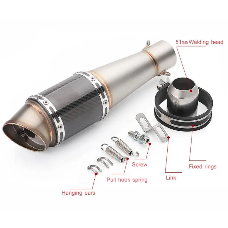Escape Moto глушитель для мотоцикла Silencieux Universel 51 мм Труба cb650f g310r pitbike gsr 750 trk 502 GSX250 Z900 R6
