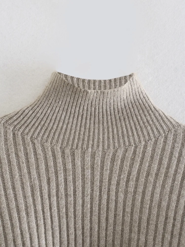 Женский вязаный свитер KEYANKETIAN ZA пуловер носки с высоким воротником полосатый