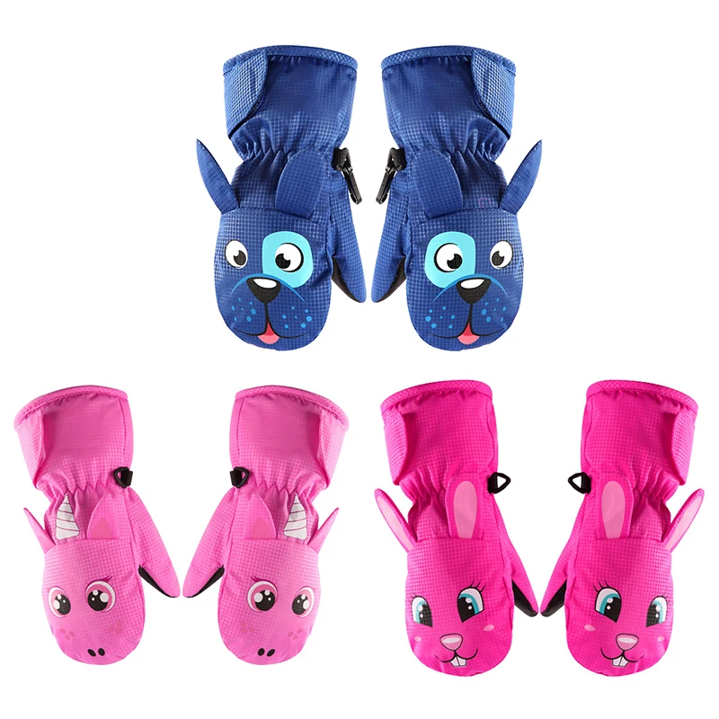 

Hot Kids Ski Gloves Plus Velvet Warm Boys Winter Velvet Thick Warm Waterproof Children Kid Coral Fleece Full Finger Gloves Mitte