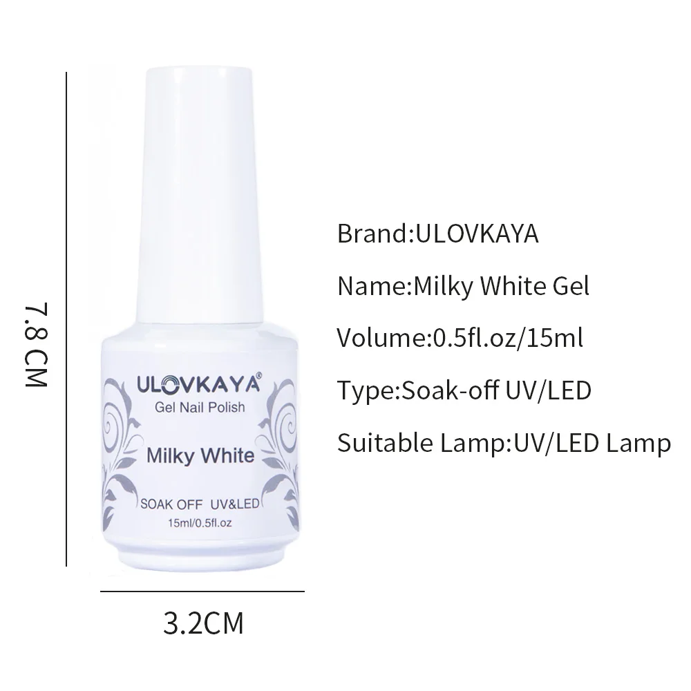 ULOVKAYA Milky White Gel Polish For Nails DIY 15ml UV/LED Varnishes Soak Off Nail Lacquer Semi Permanent | Красота и здоровье