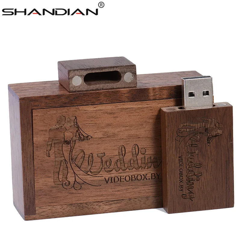 SHANDIAN USB 2 0 Деревянный Маленький Квадратный Блок + коробка флэш накопитель 64 ГБ 32 16 4