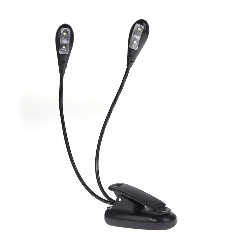 Clip-on 2 Dual Arms 4 LED Book Music Stand Light Lamp Black for Piano Violin Musical Instruments Performance | Спорт и развлечения