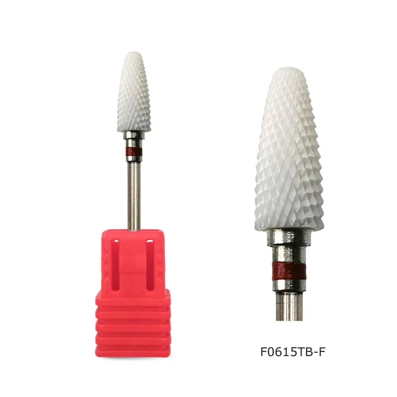 F0615TB-F HYTOOS 1 шт. сверла для ногтей 3/3" вращающиеся керамические заусенцы маникюрные наконечники электрические аксессуары для сверления ногтей керамические резаки инструменты для напильников - Цвет: F0615TB-F