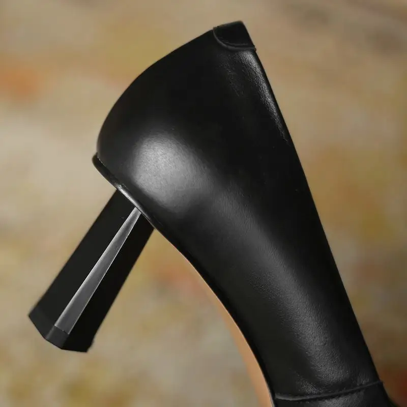 

ALLBITEFO full genuine leather sexy high heels office ladies shoes autumn/spring women high heel shoes thick heels women shoes