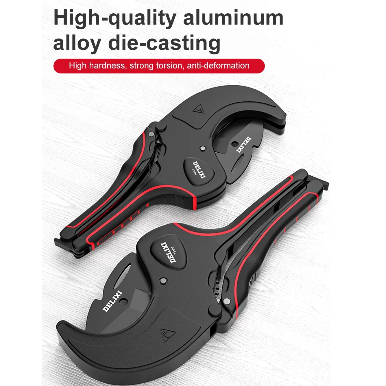 DELIXI Pipe Cutter For Plumber 32 42 63 75mm Pipe Scissors SK5 Material PVC Pipe Plastic Pipe Cutter Hand Tool Household 2021 6