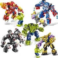disney toys iron man battleship building blocks avengers hulkbuster mecha thanos figure model diy bricks toys for children gifts