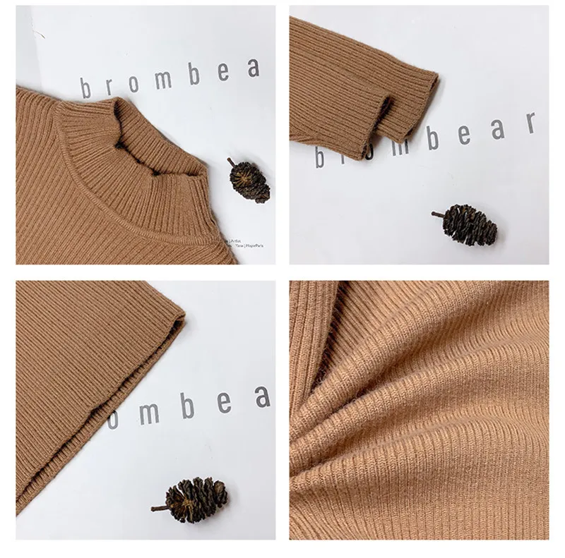 

2020 New Korean style baby boys Half high collar sweaters autumn winter kids solid color thick knitted pullover new warm clothes